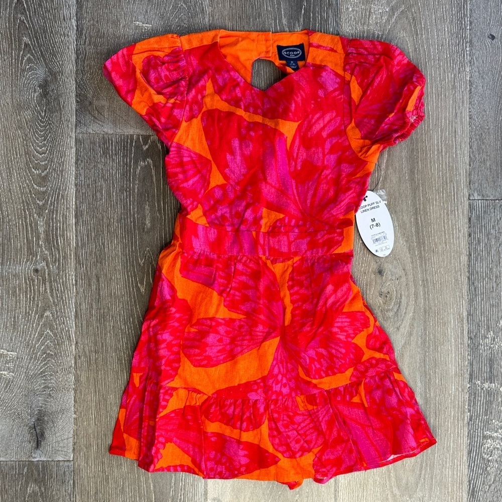 Scoop Colorful Kids Dress with Floral Design 0414